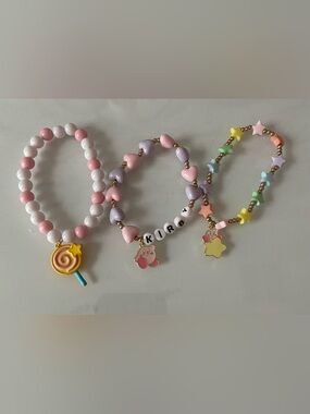 Kirby Nintendo Bracelets Set of 3 Hot Topic Cute Kawaii NWOT Lollipop Star